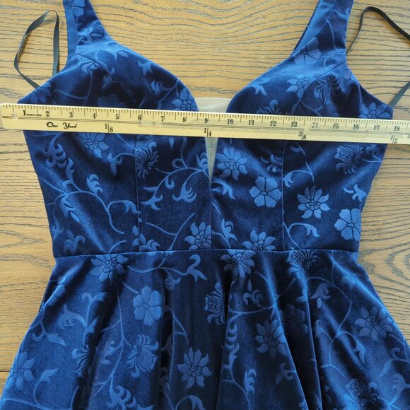 Alyce Paris Dress size 8 sleeveless Blue Velvet Floral A-Line Cocktail Party - Picture 14 of 16